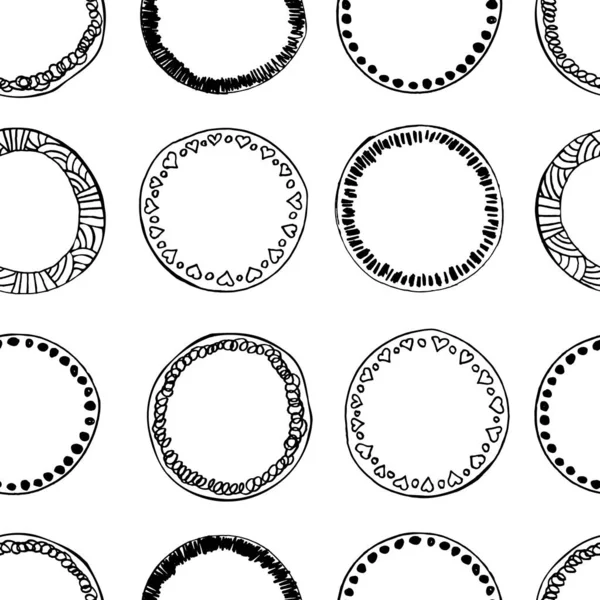 Handgezeichnete Skizzierte Kreise Nahtloses Muster Endlose Textur Hintergrund Mit Doodle — Stockvektor