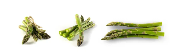 Raw Garden Asparagus Shadow Isolated 컬렉션 White Background Fresh Green — 스톡 사진