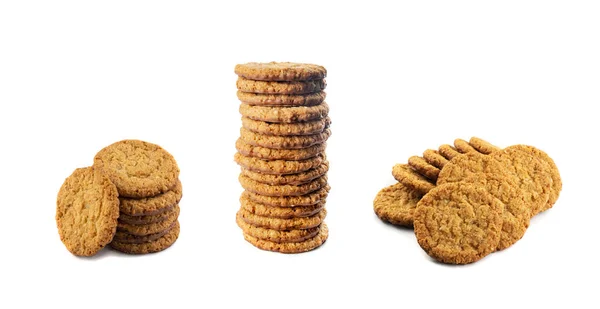 Thin Oatmeal Cookies Healthy Cereal Oat Crackers Chocolate Crispy Anzac — Stock Photo, Image