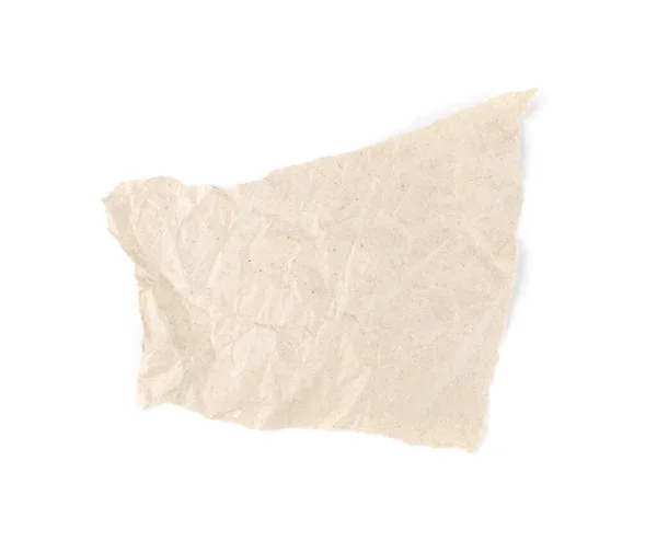 Stuk Bruin Inpakpapier Geïsoleerd Gescheurd Gescheurd Afvalpapier Witte Achtergrond Top — Stockfoto