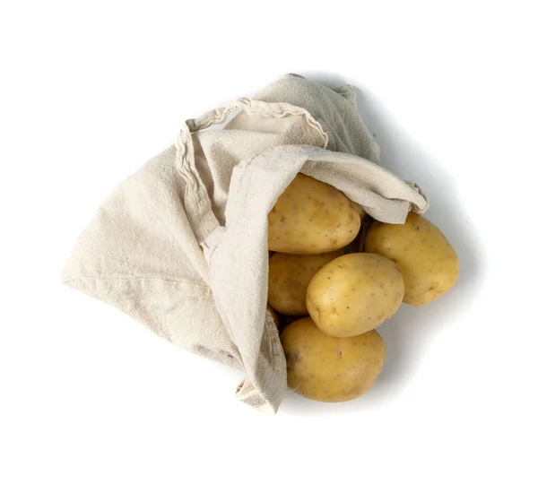 Rauwe Hele Aardappel Stapel Geïsoleerd Witte Achtergrond Bovenaanzicht Geel Gewassen — Stockfoto