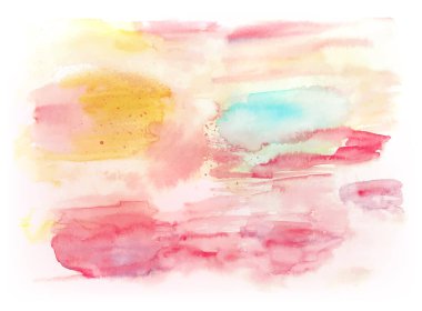 Soyut renkli su rengi dokusu arkaplanı. Suluboya deseni, pembe mavi akvaryum duvar kağıdı ve fotokopi alanı. Suluboya yaratıcı model vektör çizimi