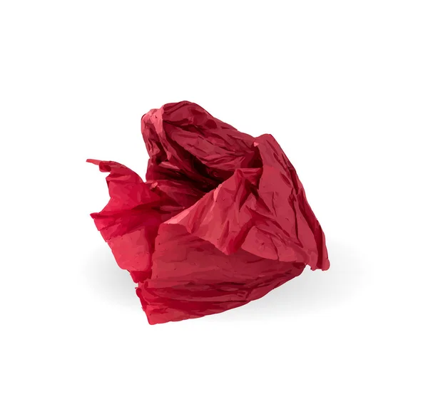 白い背景に隔離されたしわ状のティッシュペーパーボール 赤い巻きタバコの紙を巻き上げた クリムゾントレーシングペーパーページボールベクトルイラスト — ストックベクタ