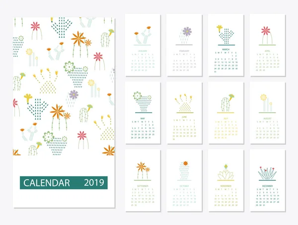 2019 calendário de ano novo — Vetor de Stock