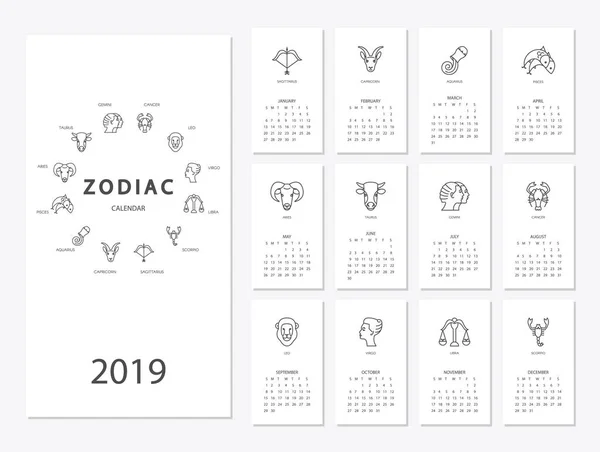 2019 nyår kalender — Stock vektor