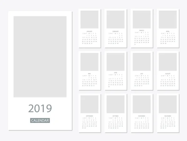 Дизайн шаблонов календаря 2019 года — стоковый вектор