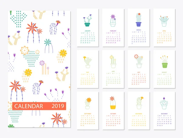 Calendario de año nuevo 2019 — Archivo Imágenes Vectoriales