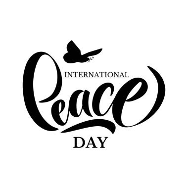 Elle çizilmiş uluslararası barış günü tipografi yazı poster.