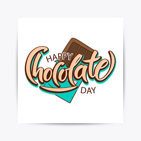 Mão desenhada Feliz dia de chocolate tipografia letras — Vetor de Stock