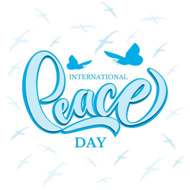 Elle çizilmiş uluslararası barış günü tipografi yazı poster.