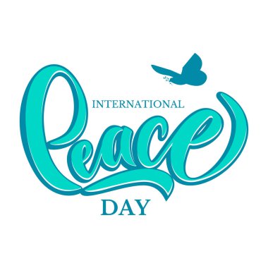 Elle çizilmiş uluslararası barış günü tipografi yazı poster.