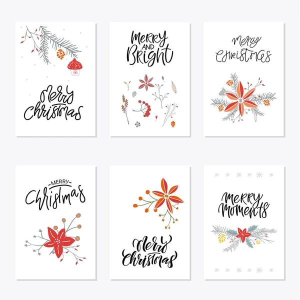 Collection mignonne Joyeux Noël cartes-cadeaux et ensemble d'éléments — Image vectorielle