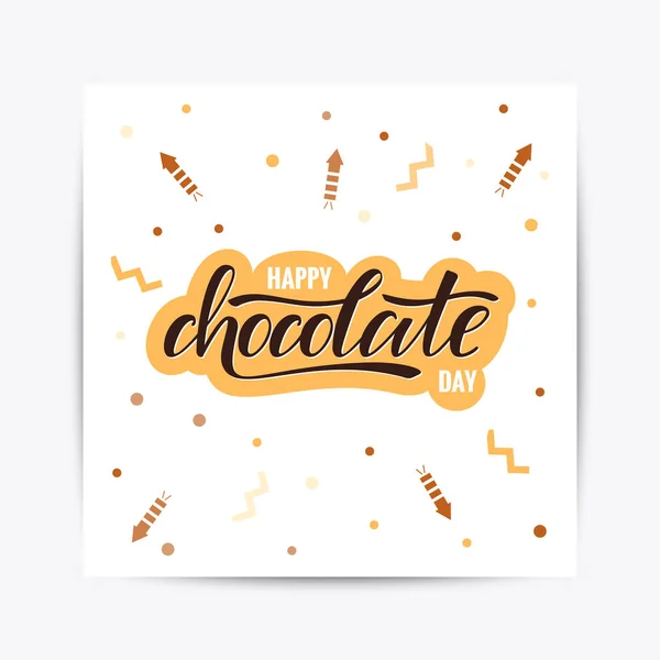 Mão Desenhado Feliz Dia Chocolate Tipografia Lettering Cartaz Citação Celebração — Vetor de Stock
