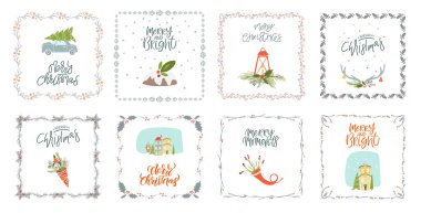 Koleksiyon neşeli Noel ve mutlu yeni yıl