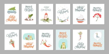 Koleksiyon neşeli Noel ve mutlu yeni yıl