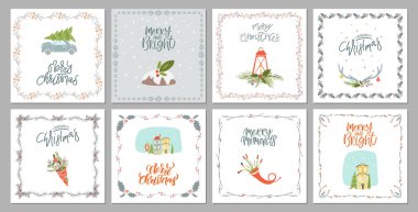 Koleksiyon neşeli Noel ve mutlu yeni yıl