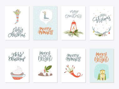 Koleksiyon neşeli Noel ve mutlu yeni yıl