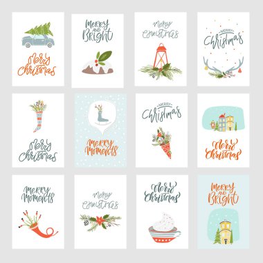 Koleksiyon neşeli Noel ve mutlu yeni yıl