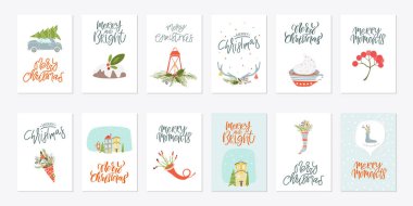 Koleksiyon neşeli Noel ve mutlu yeni yıl