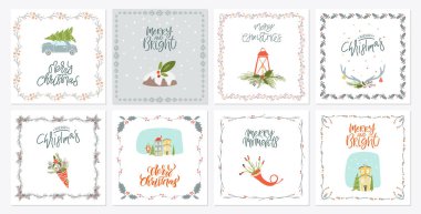 Koleksiyon neşeli Noel ve mutlu yeni yıl