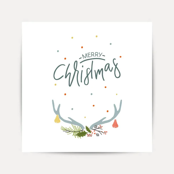 Greeting Card with christmas toys lettering Template — Stock Vector