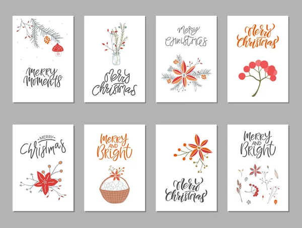 Koleksiyon sevimli mutlu Noeller hediye kartları ve öğeleri kümesi — Stok Vektör