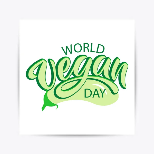 Journée mondiale végétalienne typographie lettrage — Image vectorielle