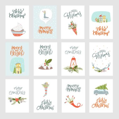 Koleksiyon neşeli Noel ve mutlu yeni yıl