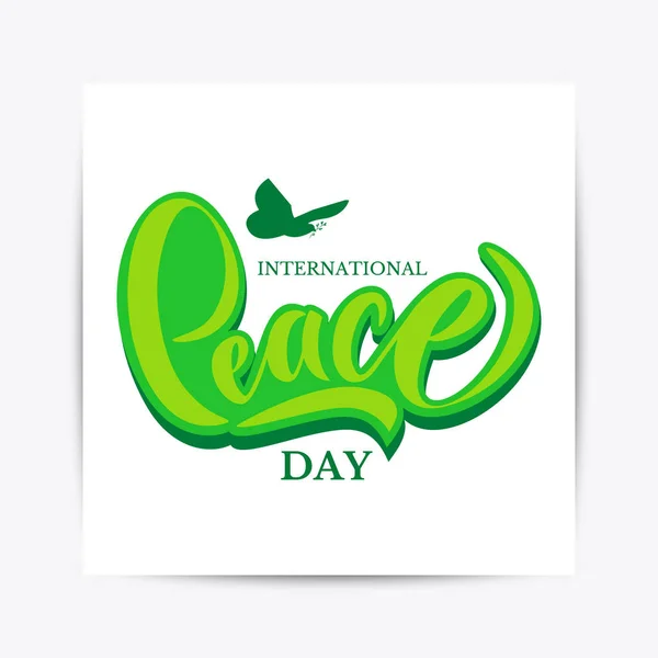 Hand drawn International Day of Peace typography lettering poster. — Stock Vector