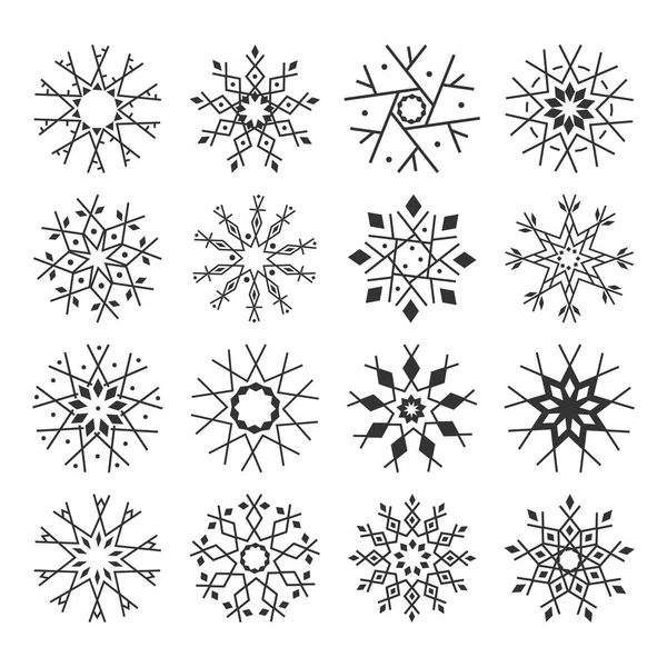 Collection de flocons de neige mignon isolé sur fond blanc . — Image vectorielle