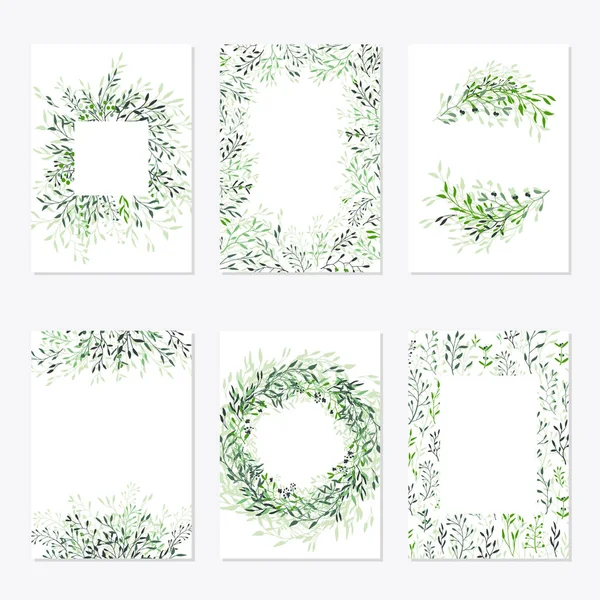 Set floral sieraad kaartsjabloon verlaat floral frame — Stockvector