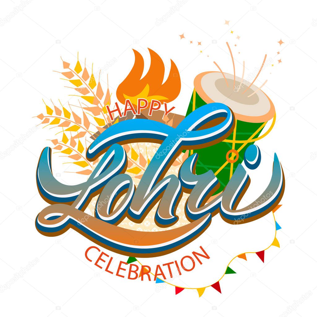 Happy Lohri background for Punjabi festival celebration