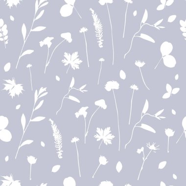 Zarif bitki arka plan cyanotype çiçek seamless modeli