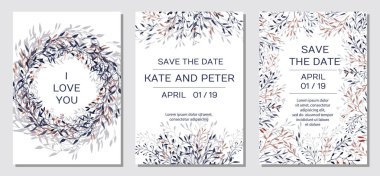 Modern kartı bakır zarif çiçek davet ayarla