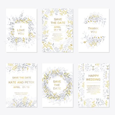 Düğün davetiyesi için romantik ihale çiçek tasarım