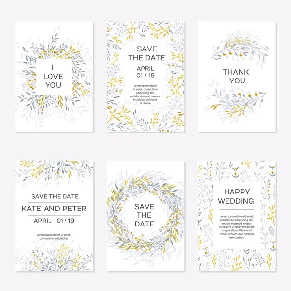 Design floral concurso romântico para convite de casamento —  Vetores de Stock