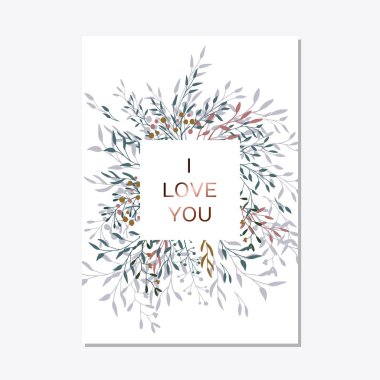 Modern kartı bakır zarif çiçek davet ayarla