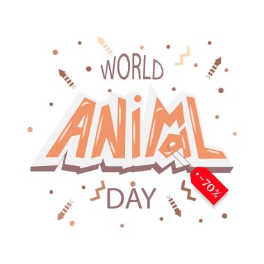 Dünya hayvan gün tipografi yazı poster.