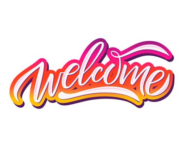 El çizilmiş Hoş geldin yazısı tipografisi. Çizilmiş sanat işareti.