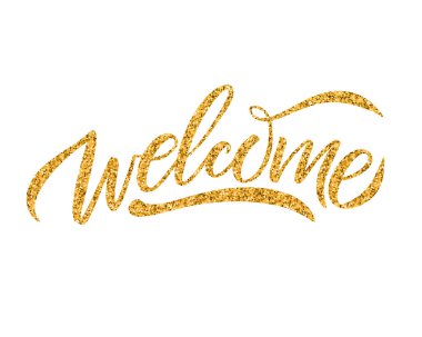 El çizilmiş Hoş geldin yazısı tipografisi. Çizilmiş sanat işareti.