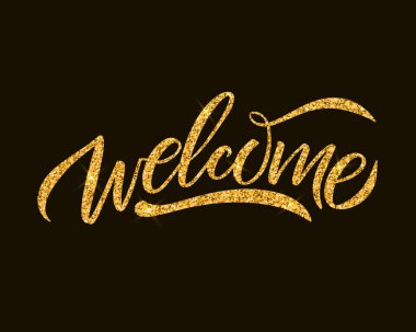 El çizilmiş Hoş geldin yazısı tipografisi. Çizilmiş sanat işareti.