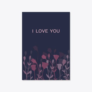 Zarif çiçek davet seti, gül Eustoma modern kart