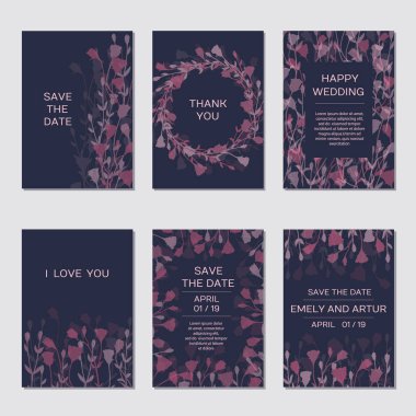 Zarif çiçek davet seti, gül Eustoma modern kart