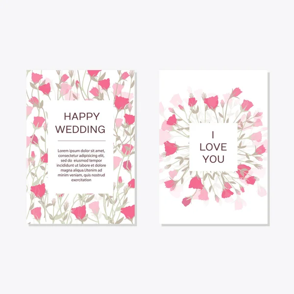 Romantisches zartes Blumenmuster für die Hochzeitseinladung — Stockvektor