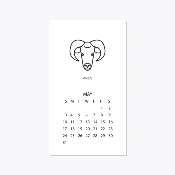 Kalendarz 2020 z symbolami horoskop znaki zodiaku zestaw — Wektor stockowy