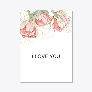 Şık çiçek davet set modern kart lale