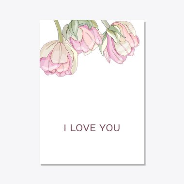 Şık çiçek davet set modern kart lale