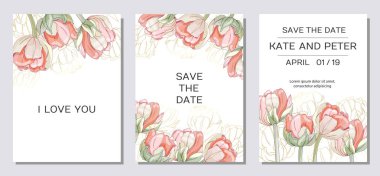 Şık çiçek davet set modern kart lale