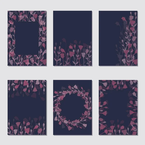 Set floral modèle de carte d'ornement laisse cadre floral — Image vectorielle