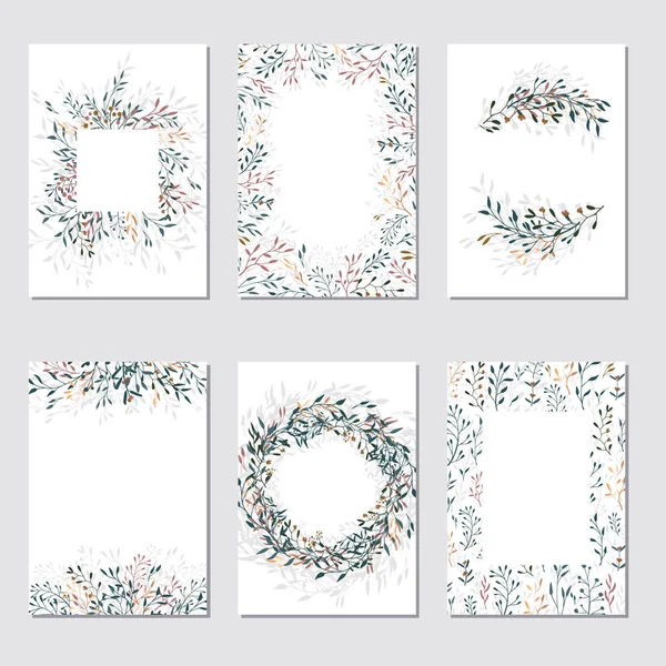 Set floral ornament card template leaves floral frame — Stock Vector